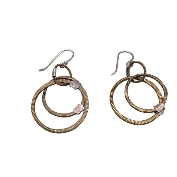 925 Sterling Silver Double Circle Dangle Drop Hook Earrings Classic Casual Work - Picture 1 of 3